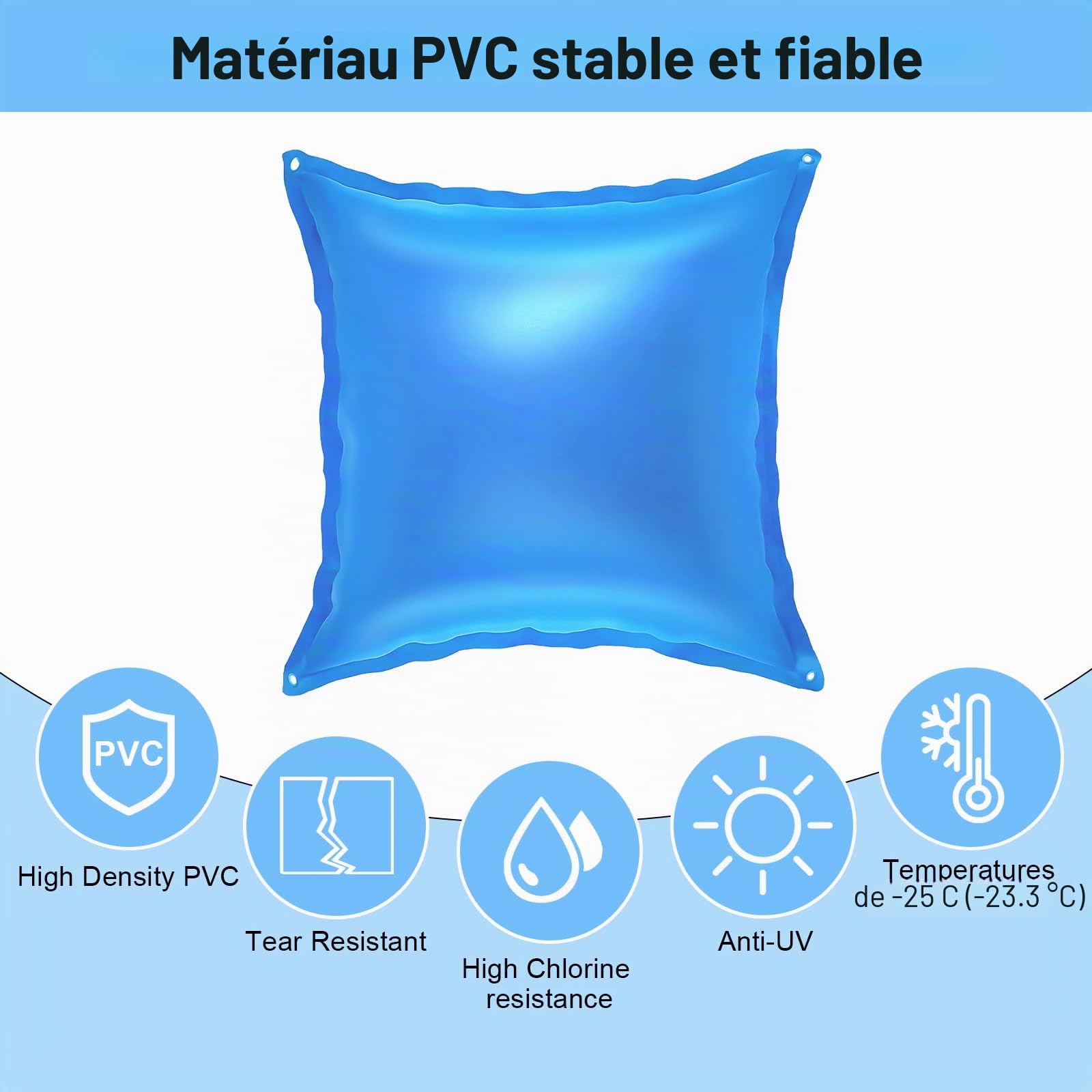Coussin de piscine - Rectangulaire - 120 x 120 cm - Pour couverture de piscine - Résistant à l'hiver