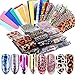 50 Farbe Nail Art Transferfolie Sticker, Mwoot Nail art Folie Transfer Roll Set, Holographische Nail Transfer Aufkleber Nail Wraps Transfer Aufkleber Kit Nagelfolie Transfer