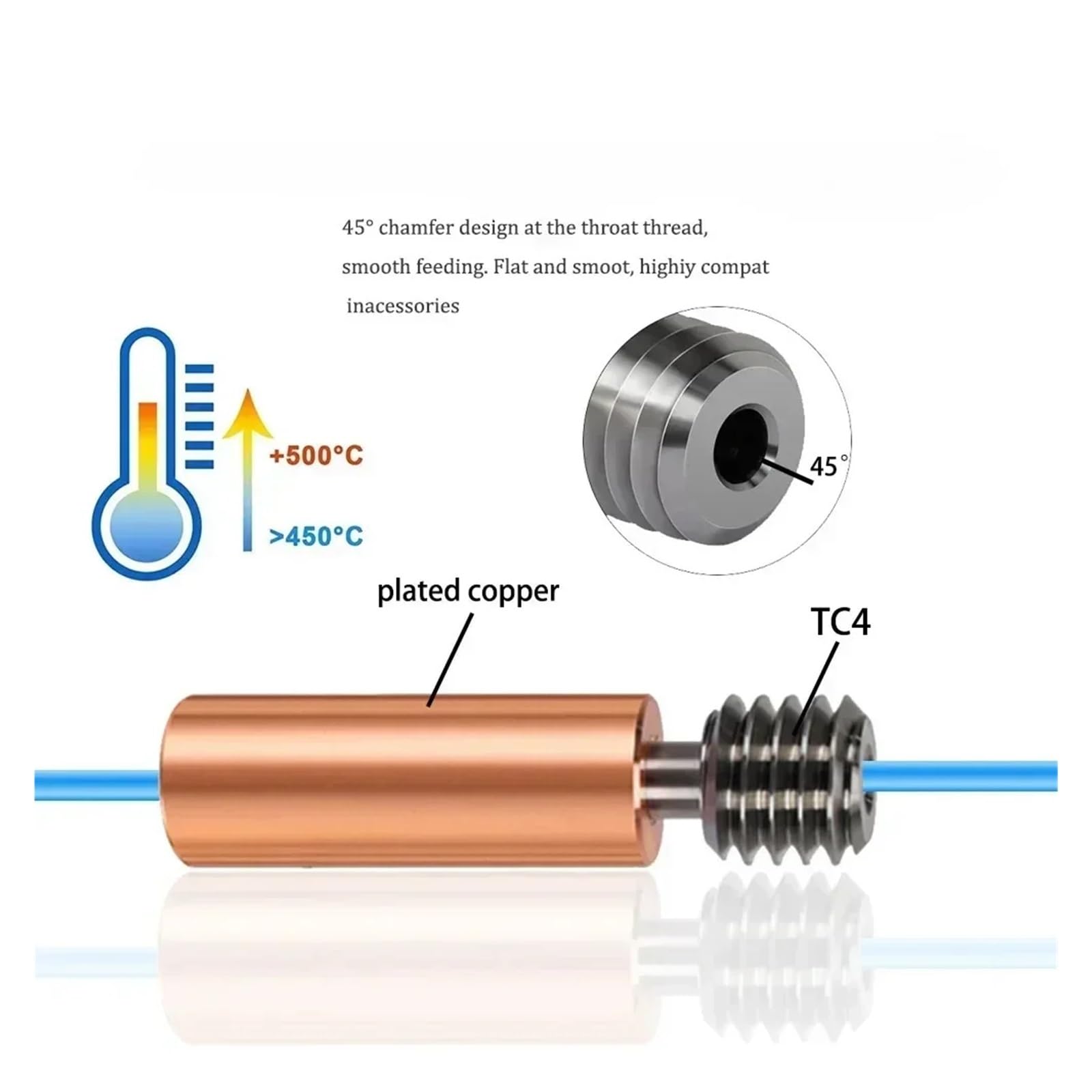 tianwandong 1-5set for 4 Hotend Kit Düse for 4 pro Beheizten Block Bimetall Heatbreak Throat Patrone Heizung(3set)