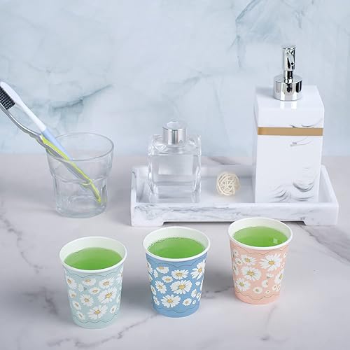 Miniatura 3 de Lamosi Paquete de 300 tazas de papel de 3 onzas tazas de baño desechables con margaritas tazas para enjuague bucal mini tazas de papel para fiestas