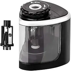 Apontador Elétrico Portátil + 1 Lâmina Adequado Para Lápis de Escrever e Lápis de Colorir (6 a 8 mm) Ideal para Escola Escritório Uso Profissional Casa Trava de Segurança Adultos, Crianças,Estudantes