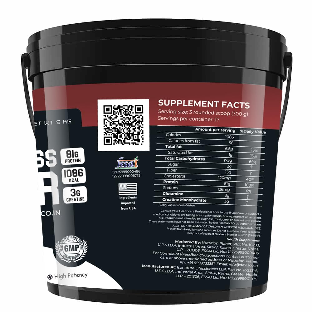 Nutrition Planet Xtreme Mass Gainer powder With Added DigeZyme®, Pack of 5Kg, Chocolate