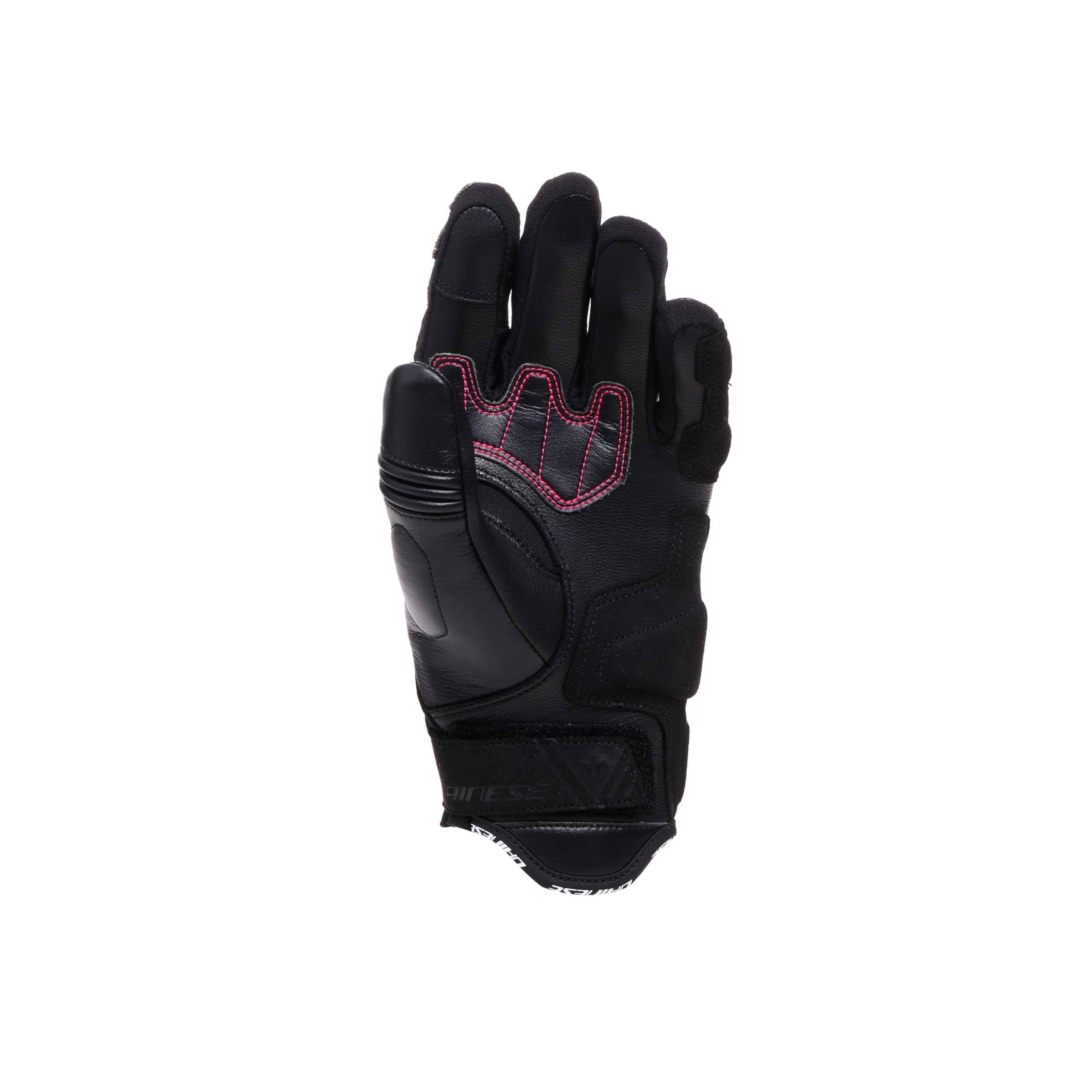 DAINESE Reacto Carbon Short Gloves Wmn, Guanti Moto Corti Donna in Pelle con Protezione Nocche in Carbonio e Imbottiture Palmo e Dita Smart Touch, Per Donna, Black/Fluo Pink, XL