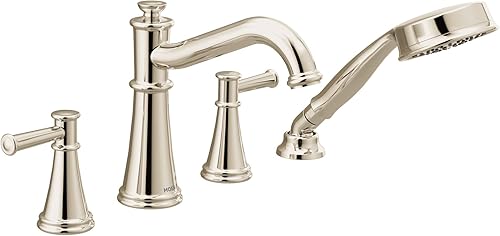 Moen T9024NL Belfield - Kit de grifería romana con ducha de mano, níquel pulido