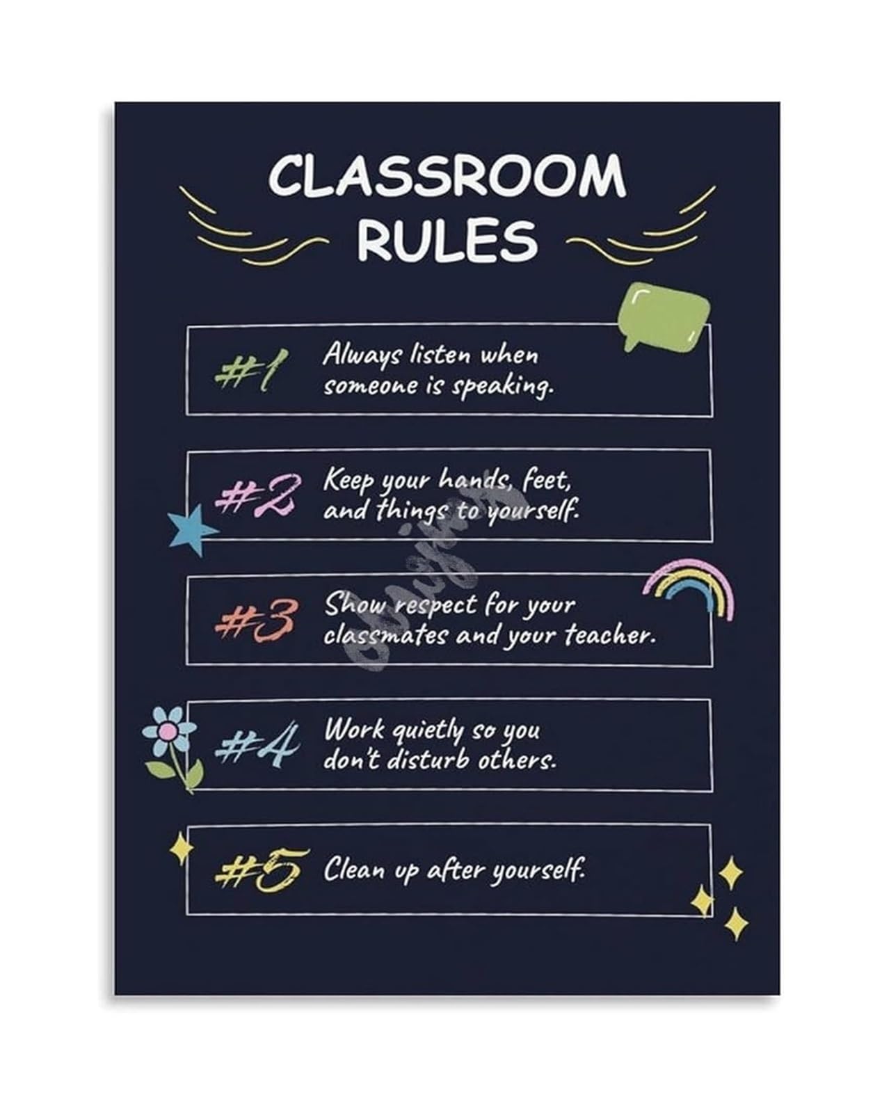EKFBQBGW Back to School Classroom Rules Poster for Elementary Teachers Classroom Decor Expectations Poster Teacher Resources Unframed,16x24inch(40x60cm)
