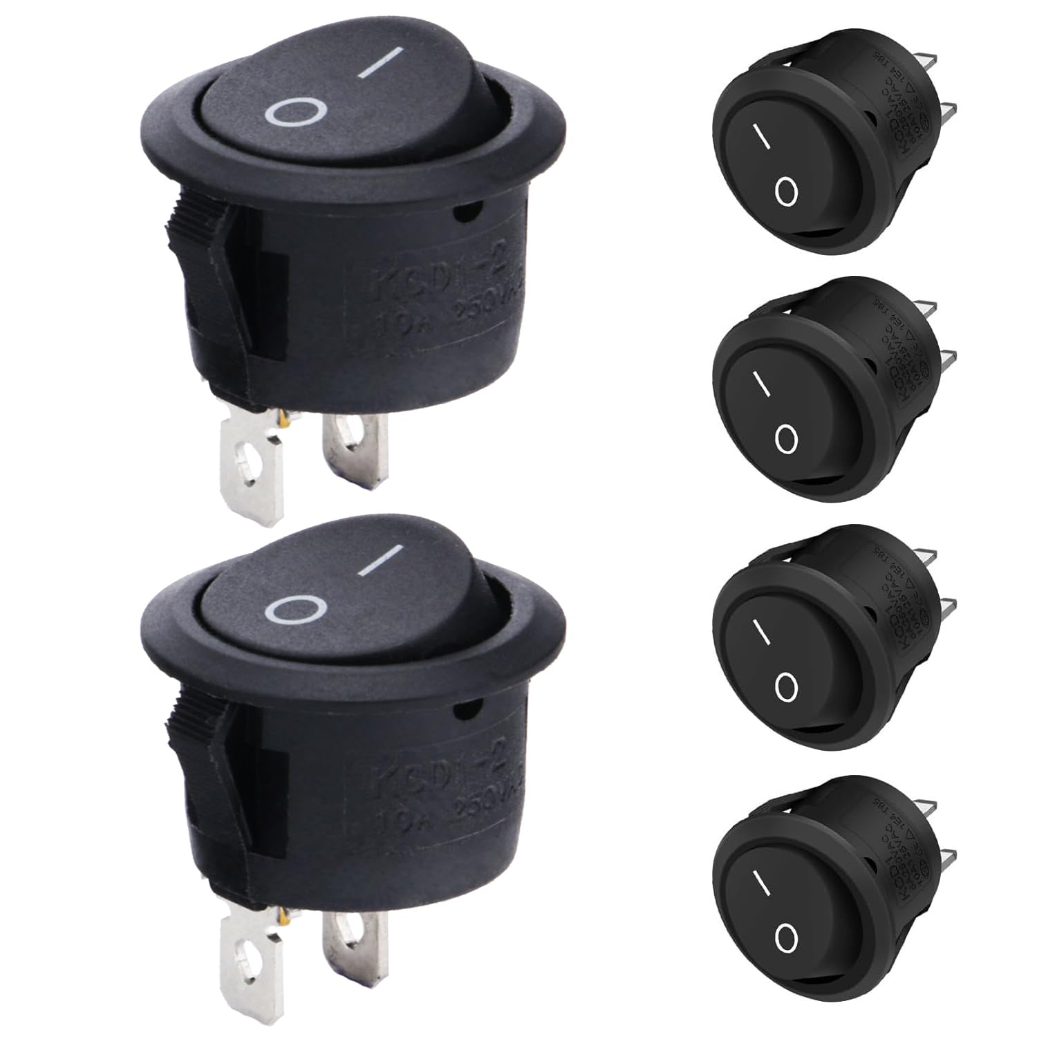 Toggle Switch 10-Pack Black Round Rocker Switches - 2 Pin ON/OFF Mini ...