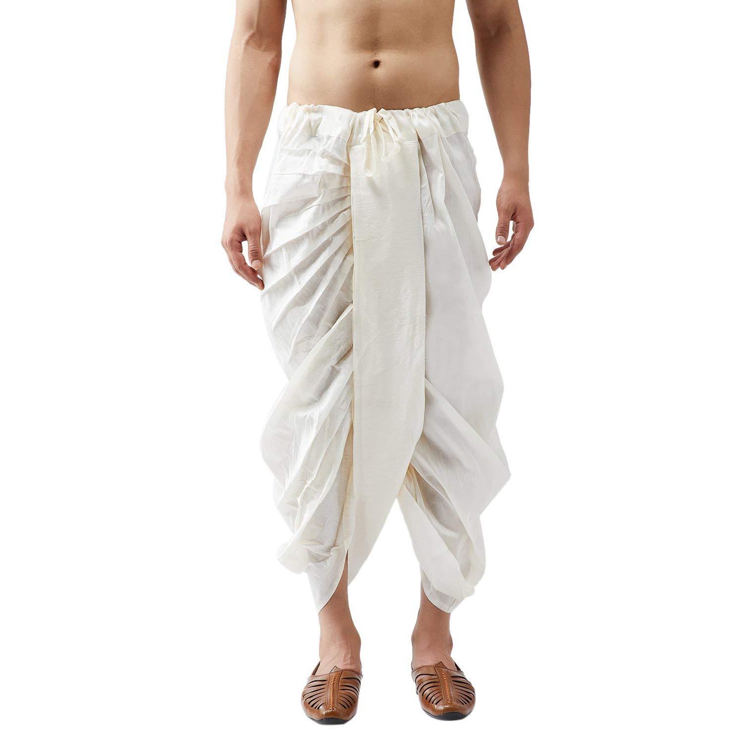 royal kurta Mens Silk Blend Free Size Casual Style Dhoti Pants Kurta Set (White), Solid-picture-18
