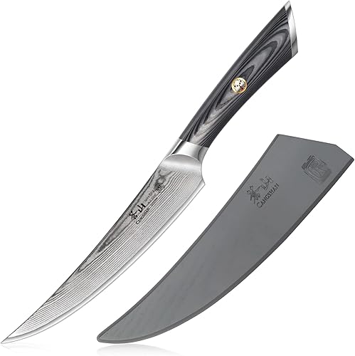 Cangshan NAKA Series 503084 X-7 - Cuchillo de deshuesado de acero forjado de 7 pulgadas con funda