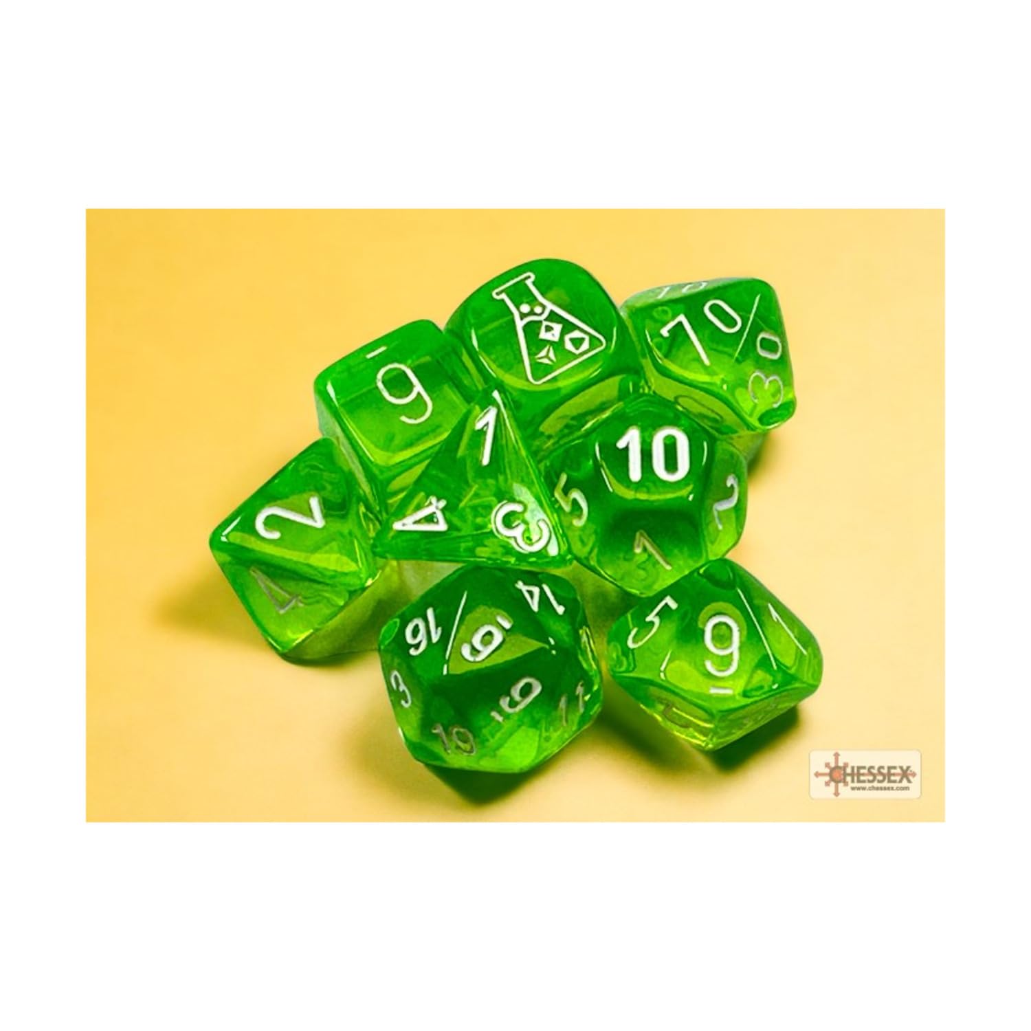 Amazon.com: Rad Green Translucent Dice with White Numbers 7+1 Dice