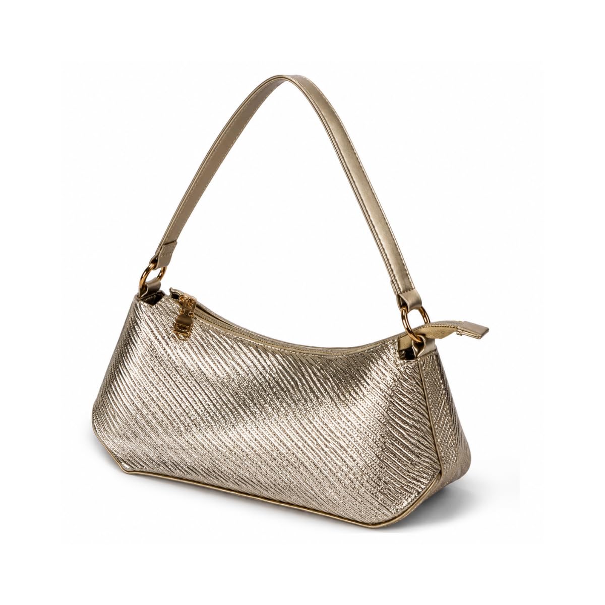 adira Women's Fashion Metallic Shoulder Bag | Premium PU Leather Crescent Hobo Handbag | Textured Zip Closure Purse for Casual, Office, Travel, Party & Daily Use-picture-42