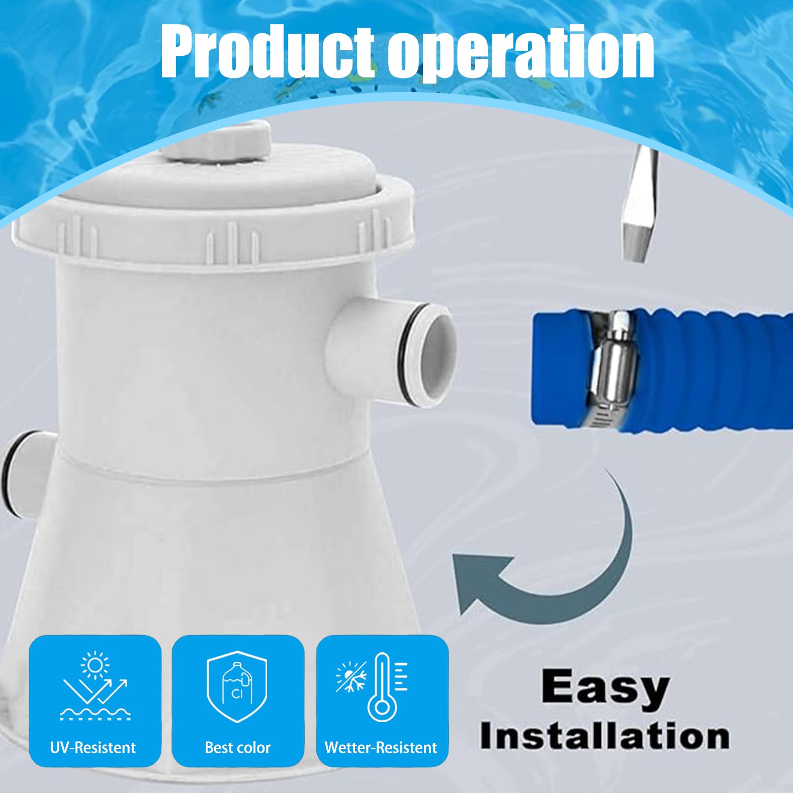 2 mangueras azules de piscina de 32 mm para bombas de piscina con 4 clips de seguridad y 1 conector de manguera, manguera de piscina de 150 cm de 32 mm, para bomba de filtro y piscina