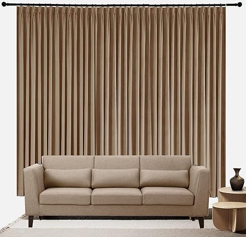 Miniatura 8 de Doble pellizco plisado para oscurecer la habitación con gancho para sala de estar 95 de opacidad beige 50 pulgadas de ancho x 120 pulgadas de largo