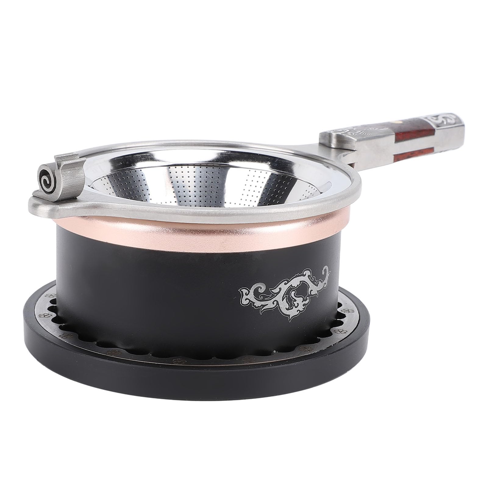 Luocute Set di Filtri da tè, Design a Rete Fine Riutilizzabile in Acciaio Inossidabile Funnel Infuser per Infusore con Base in Legno, Adatto per la Birra Al tè