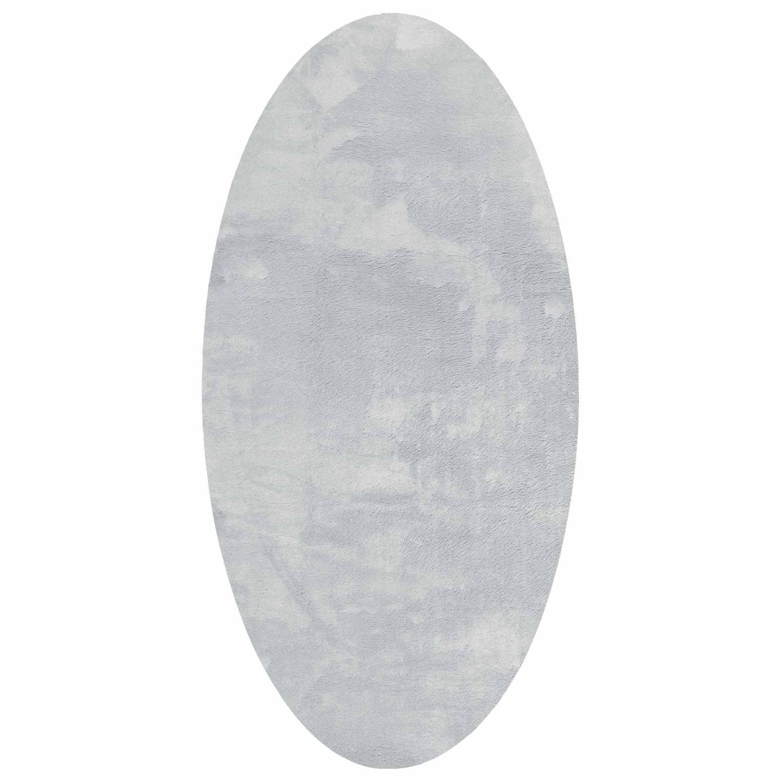 HUARTE Tapis ovale gris, 80 x 150 cm, 100 % polyester, lavable, antidérapant, pliable, pour salon, chambre à coucher, couloir