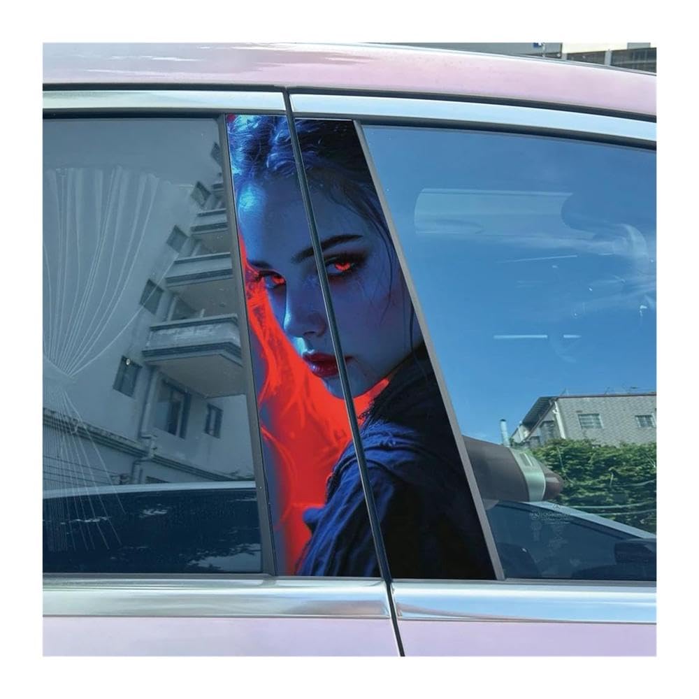 Body Parts 2pcs Car Center Pillar Sticker Tattoo Sister Auto B-Pillar Waterproof Protective Film(J)