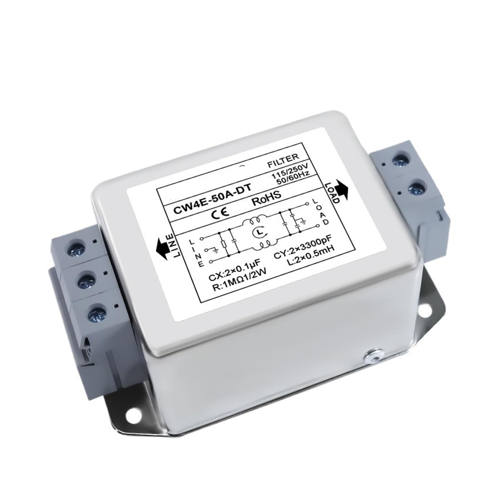 CW4E-40A/50A-DT-01 Potente Filtro de Terminal monofásico AC 220V antiinterferencias armónicos de frecuencia(CW4E -50A -DT -01 Terminal)