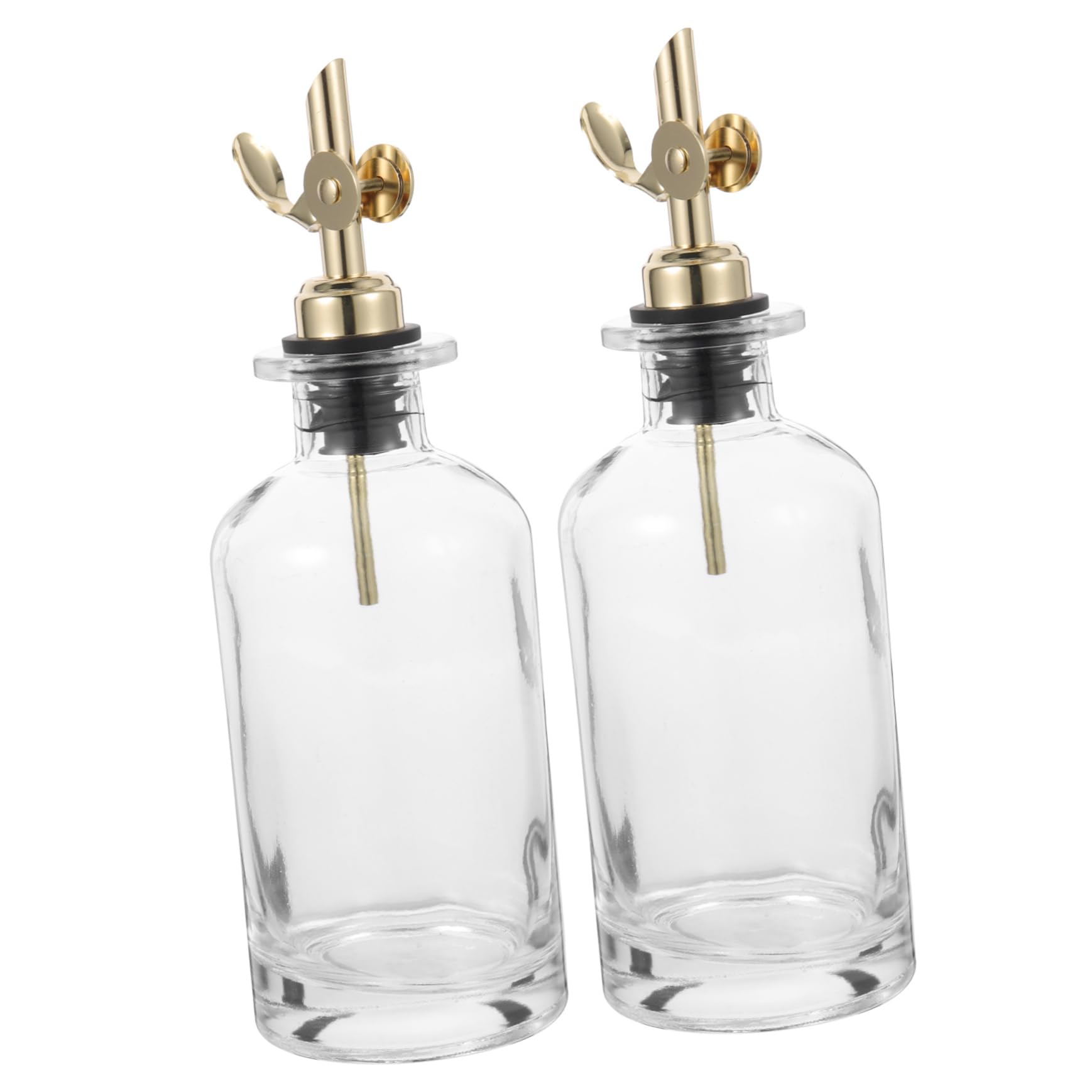 Botella Dispensadora de Aceite Automática de Vidrio 350ml, 2 Piezas | Tapa Dorada, Acero Inoxidable, Control de Aceite Apertura Automática, Formato para Cocina y Mesa