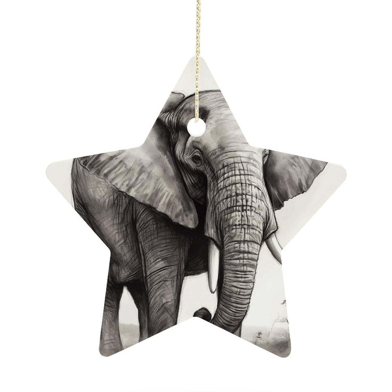 Fodpand Women's Style Elephant Sketch Ornament With String, Keepsake Hanging Decorations,Ceramic Ornaments For Men Indoor Home Holiday Party Gifts