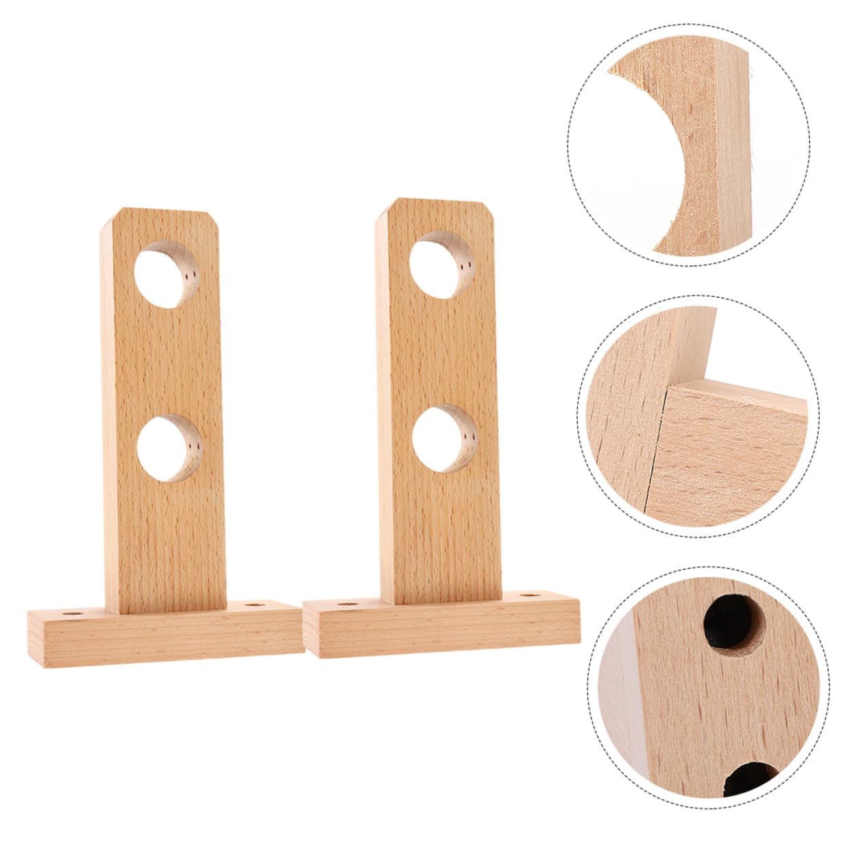 BESPORTBLE Supporti in Legno 2 Pezzi, Staffe per Bastone da Muro, Facili da Installare Buona Stabilità, Stile Semplice per Finestra e Soggiorno