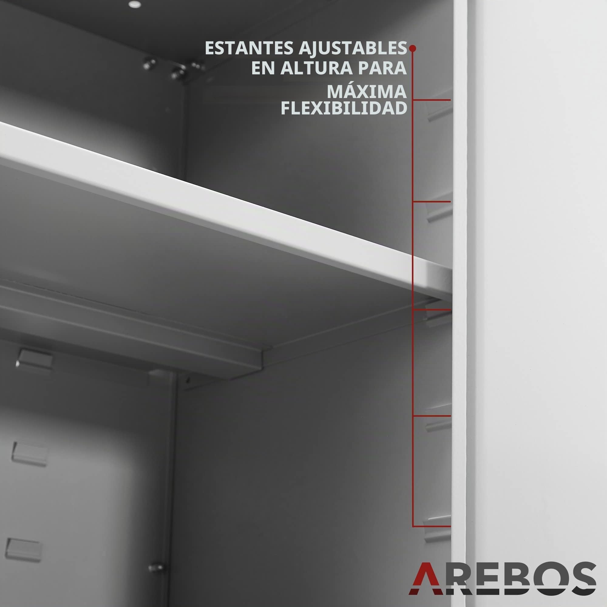 Arebos Armario de Oficina y Almacenamiento | 2 Estantes de Altura Ajustable | 180 x 90 x 40 cm