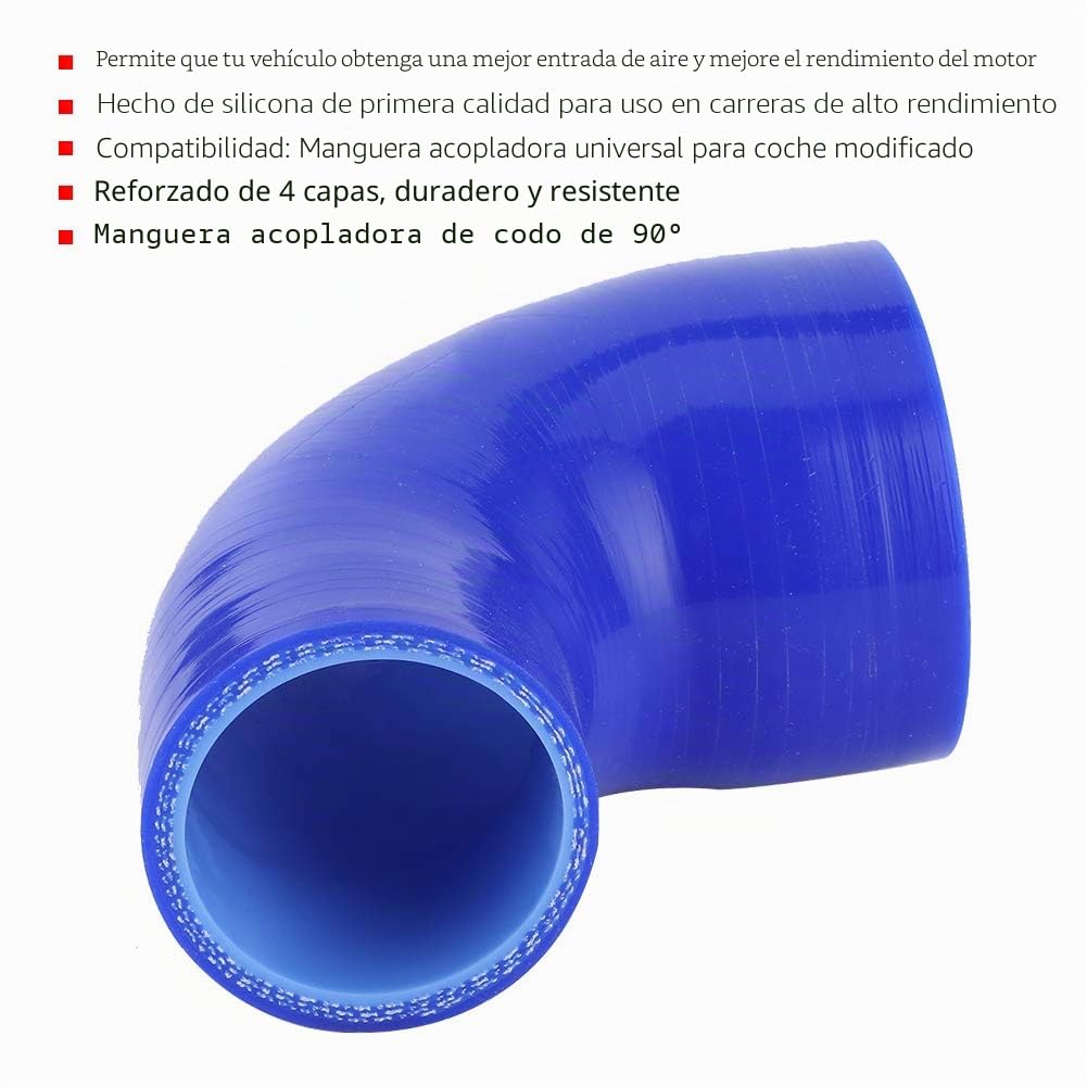 Acoplador reductor de codo de 90 grados Manguera de silicona de 4 capas de 2 a 3 pulgadas para tubo de tubo de intercooler de admisión Turbo