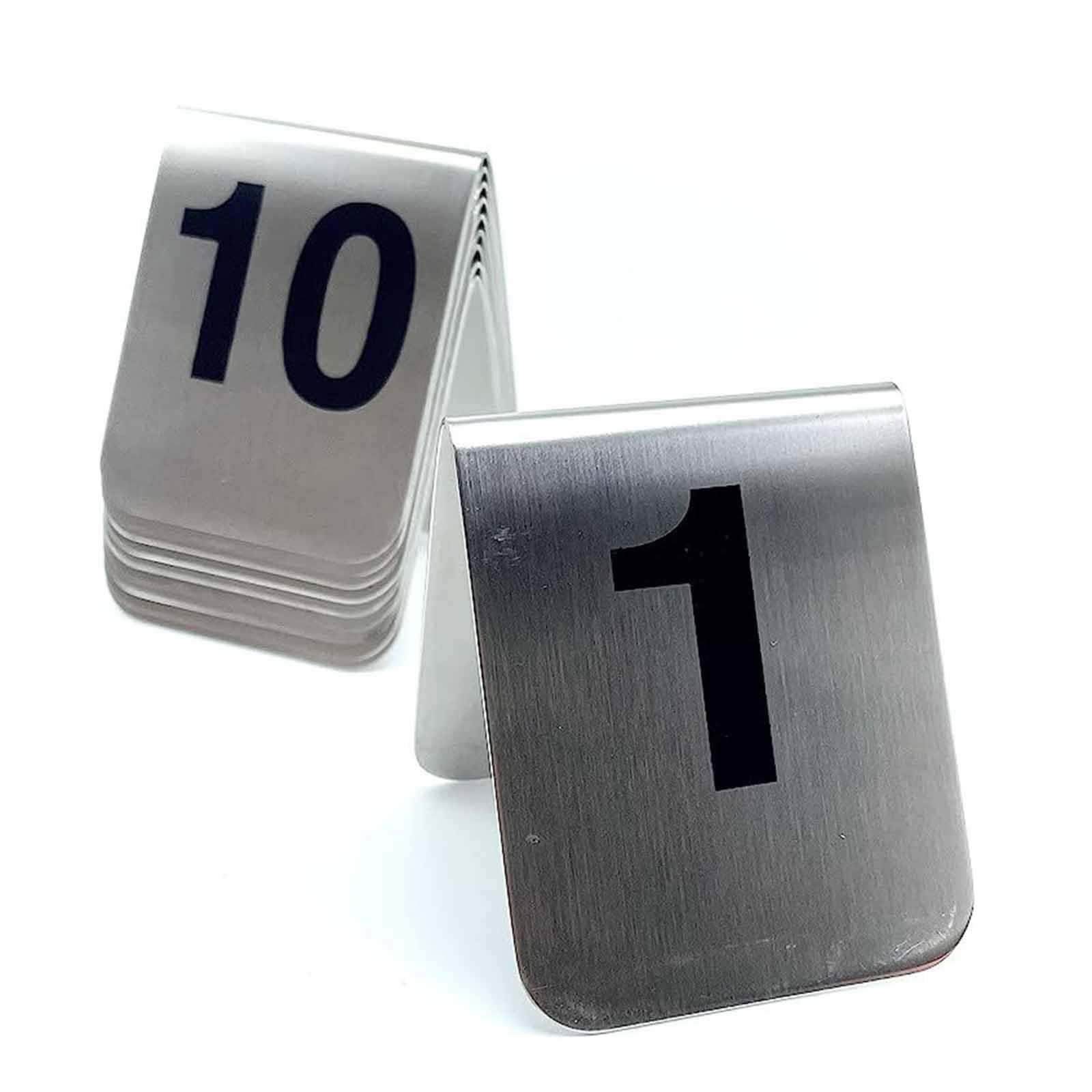 Tarjetas de números de mesa de restaurante de acero inoxidable