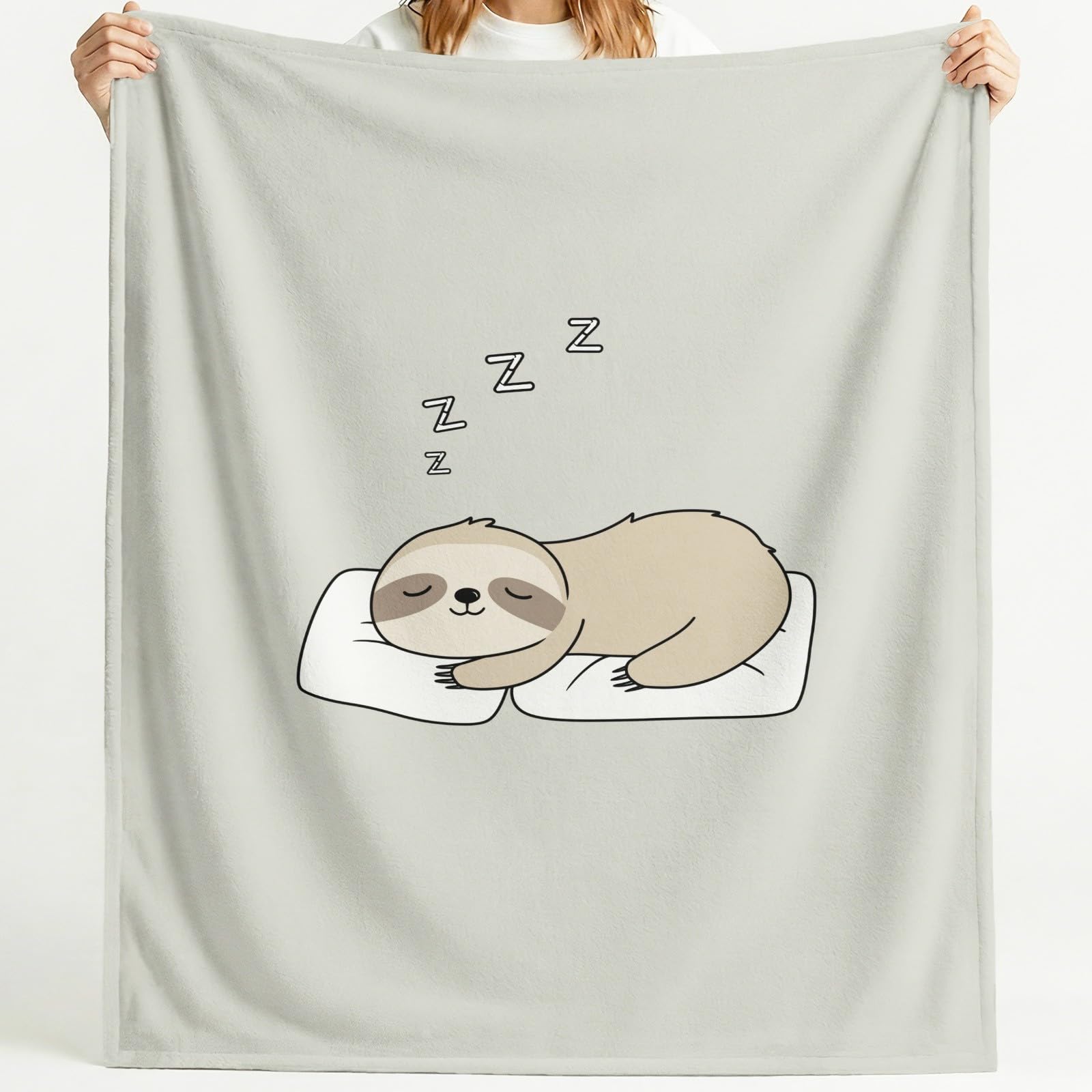 Koc polarowy z nadrukiem leniwca na kanapę, 130 x 150 cm | Koc pluszowy i przytulny koc narzuta - dekoracyjny kreskówka zwierzę śpiące narzuty koce na sofy krzesła łóżka