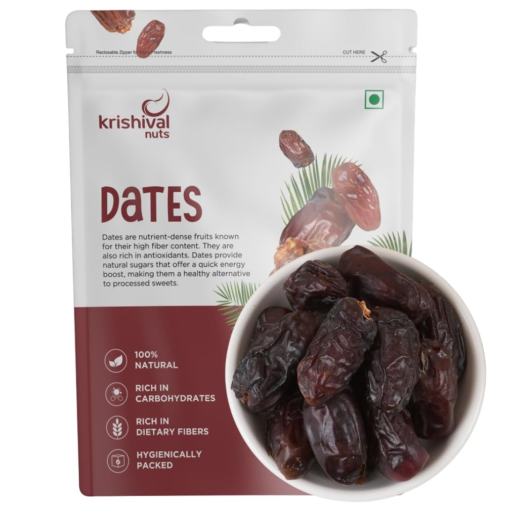 Krishival Premium Dates – 250g | Naturally Sweet, Iron-Rich & Chewy Khajur | Energy-Boosting Snack | No Added Sugar | Pack of 1-image-4