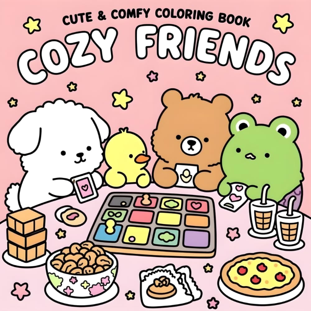 Cozy Friends: Cute & Comfy Coloring Book for Adults and Teens: 90+ Relaxing Kawaii Pages | Stress Relief, Cozy Animals, Hygge Coloring Book