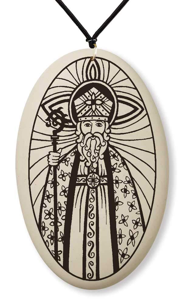 Touchstone PotterySaint Nicholas of Myra Medal on Braided Cord | Patron of Children, Poor People, Newlyweds, Happy Marriages and Toy Makers, ceramic, not gem type