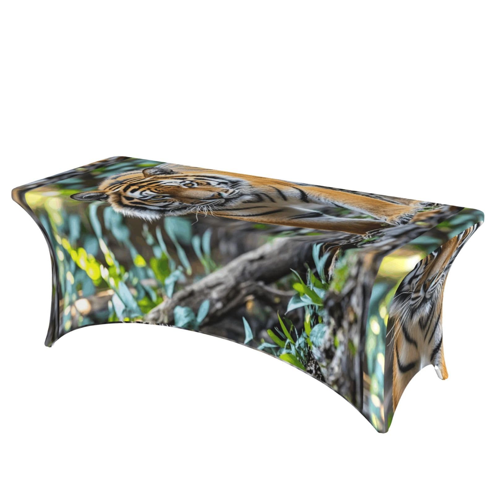 LMNGH Tiger Decorative Tablecloth Protector for Wedding, Banquet & Parties6FT Spandex Rectangle Tablecloths, Stretch Washable Table Cloth Wrinkle Free Patio Table Cover