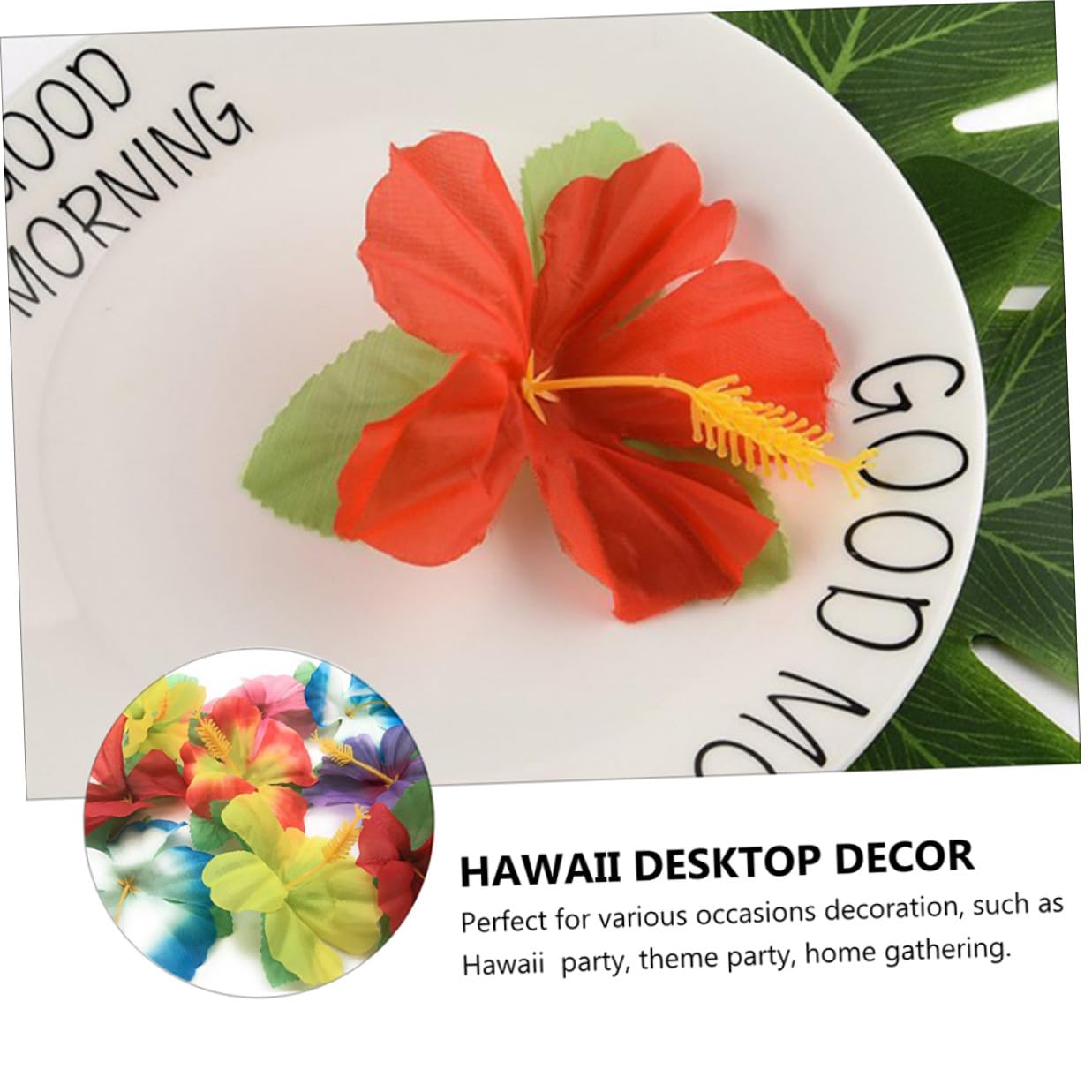 OUNONA Künstliche Hibiskusblüten Deko 72stücke aus Stoff für Sommerfest Tischdeko und Fotorequisite für Hawaii Party und Wohnzimmerdekoration Zufällige Farbe