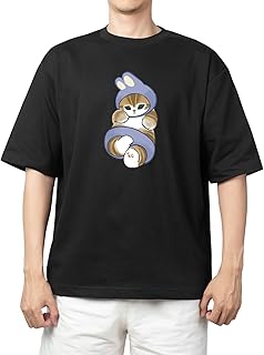 تي شيرت اسود كبير الحجم للشباب بتصميم قطة كيتي كيتي كاواي قطة لطيفة 75