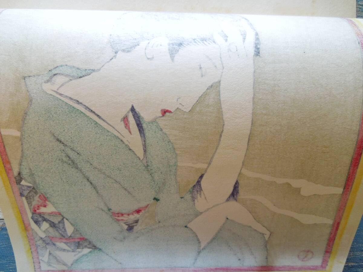 Amazon.co.jp: 真作 竹久夢二 木版画 秋の海 1964年 加藤版画研究所 