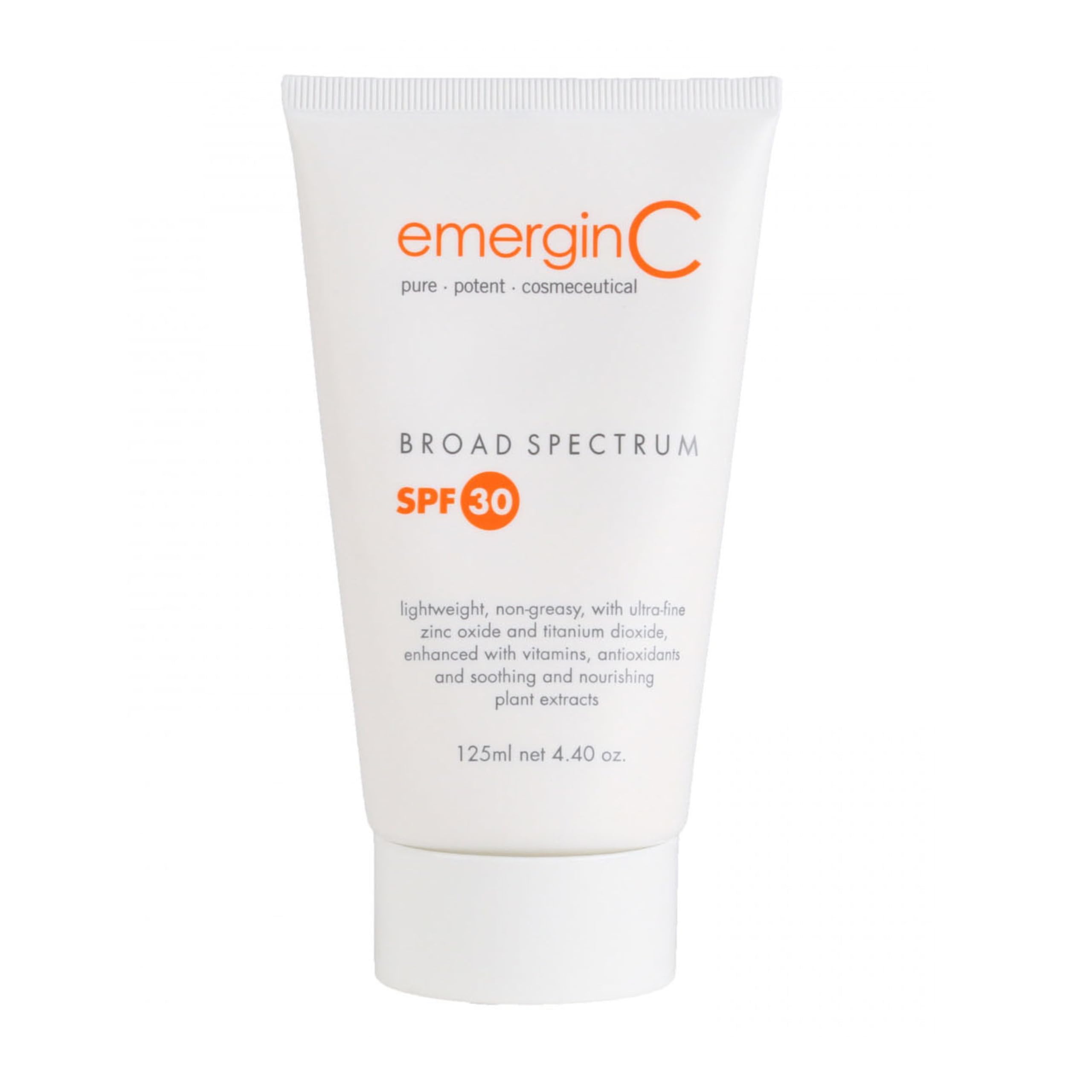 emergin C - Sun 30+ Untinted, Non-Greasy Sunscreen for Protection Against Sun Damage, 125ml / 4.2oz by