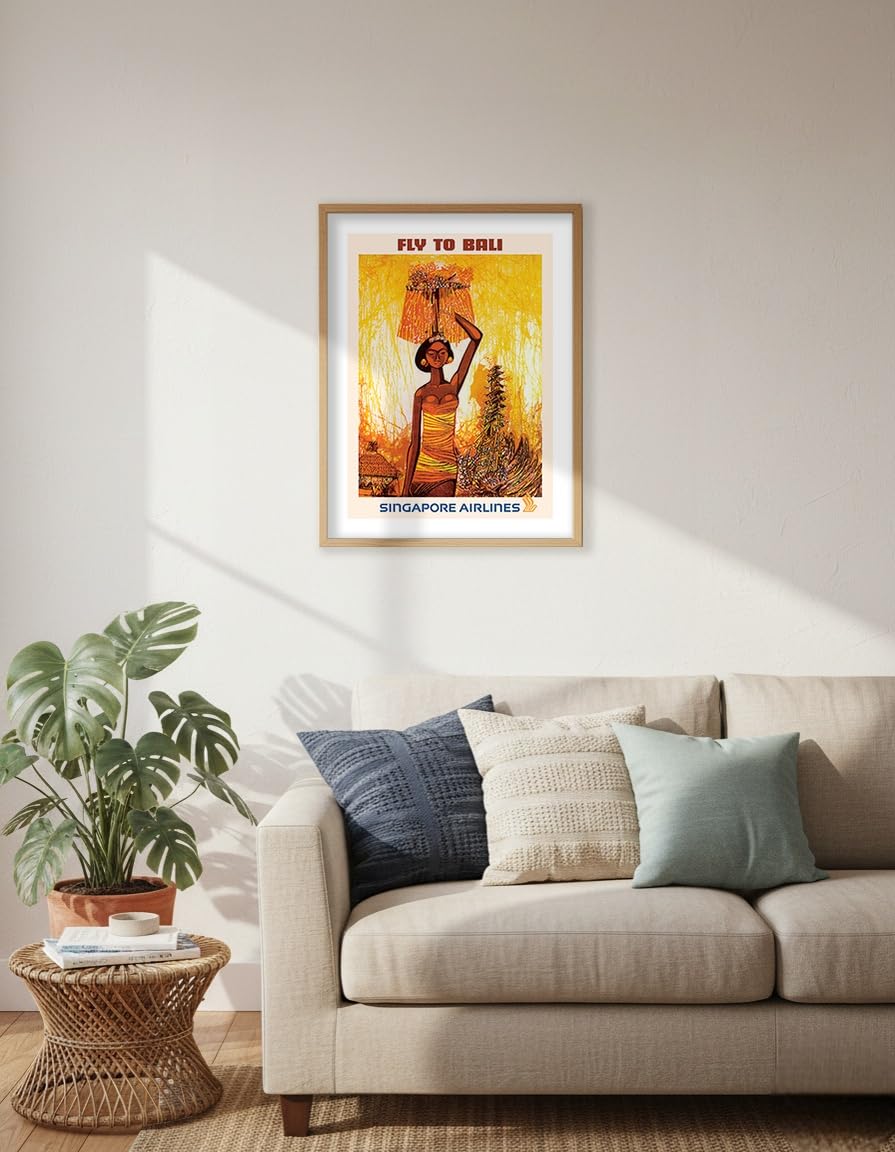 Bali Singapore Airlines Vintage Travel Poster by Seah Kim Joo c