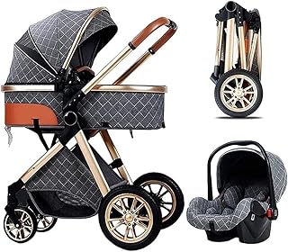 Baby Lightweight Travel Stroller, Self Folding Automatic Baby Carriage with One-Hand Gravity Fold, Waterproof Canopy, Toddler Compact Portable Stroller with Shock-Absorbing Wheel (Color : Blue) (Dark