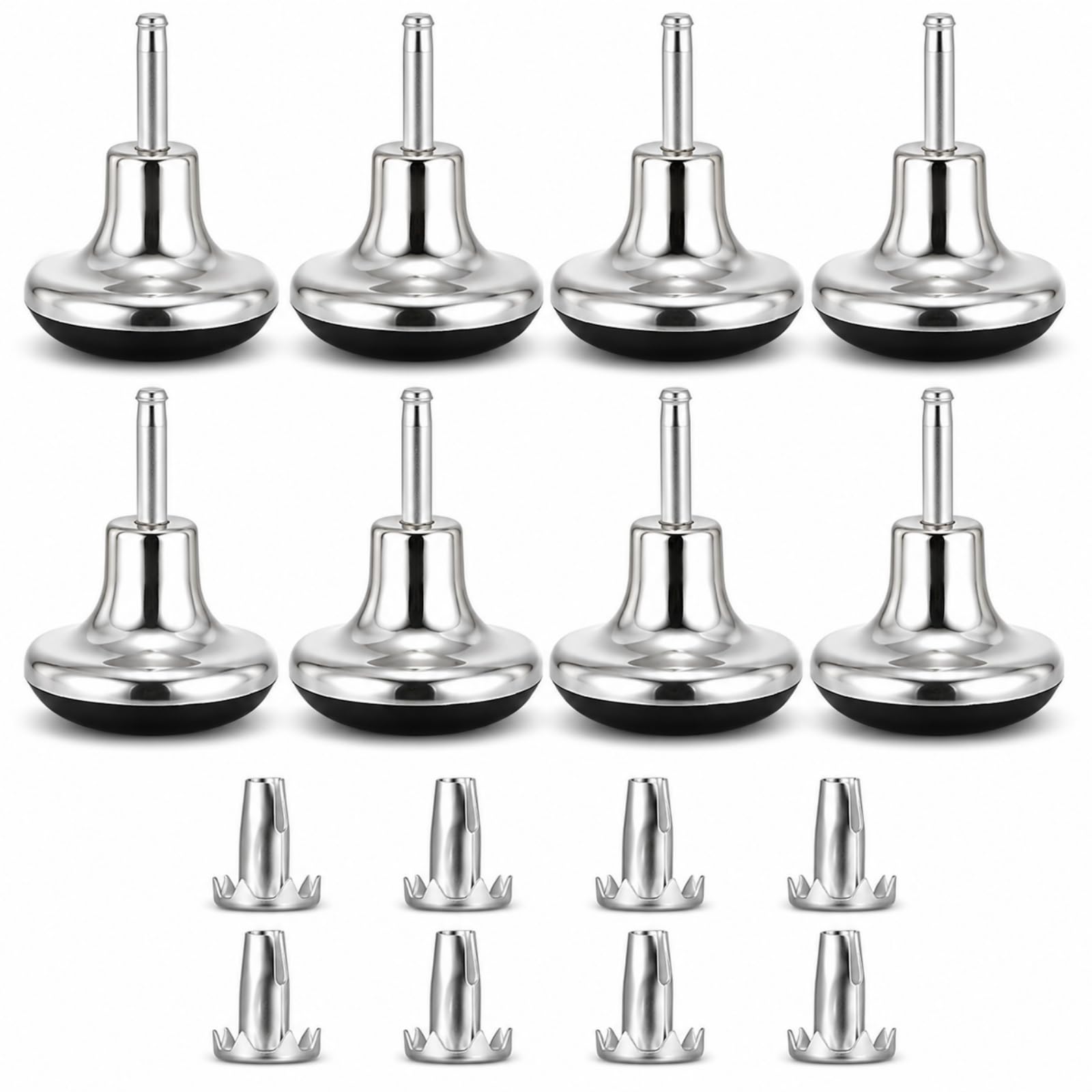 HANXIANG 8 Pcs Bed Castors Gliders with Metal Inserts Mushroom Feet