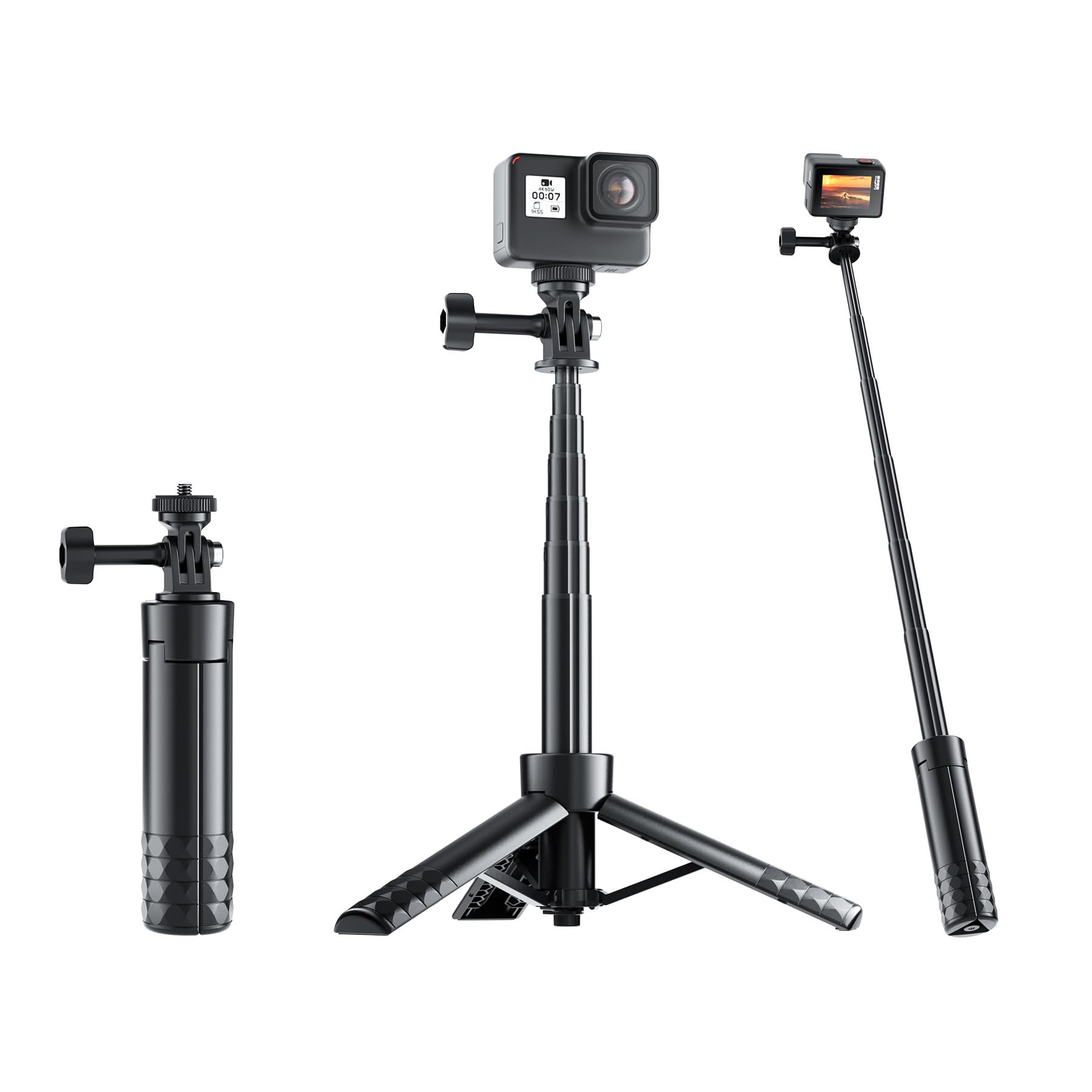 25" Extendable Mini Compact Tripod for GoPro Action Camera with 1/4 Thread