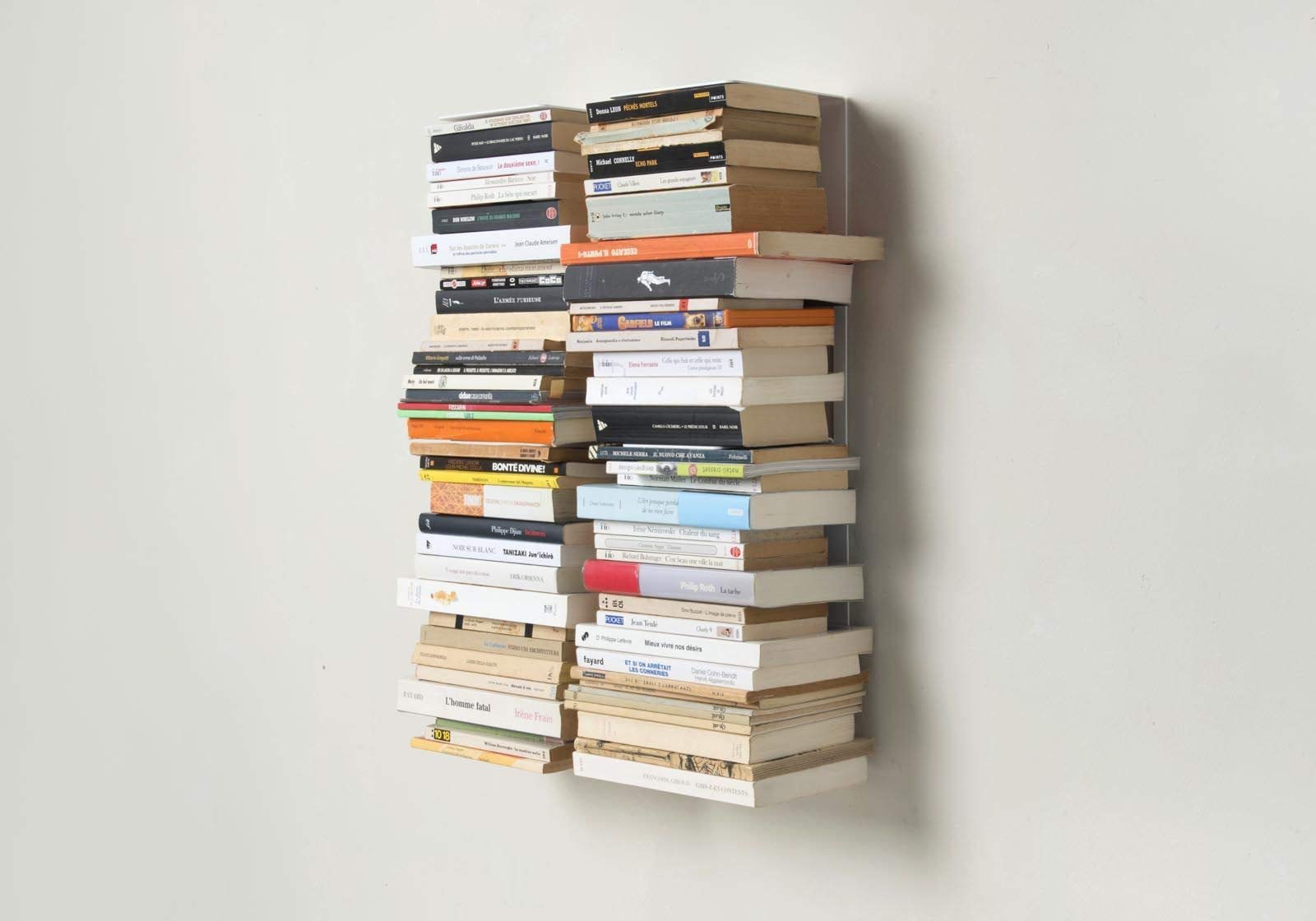 TEEbooks - 2 Mensole Verticali da Parete per Libri 60 cm Bianche | Libreria Verticale Design | Design Invisibile e Minimalista | Made in Italy