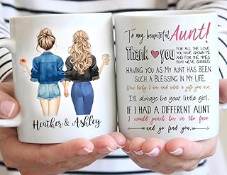 Custom Aunt Mug from Niece, Aunt Coffee Mugs, Custom Mother's Gifts for Aunt from Niece, Christmas or Birthday Gift Mug for Auntie, Personalized Auntie Cups, 11 or 15 Oz