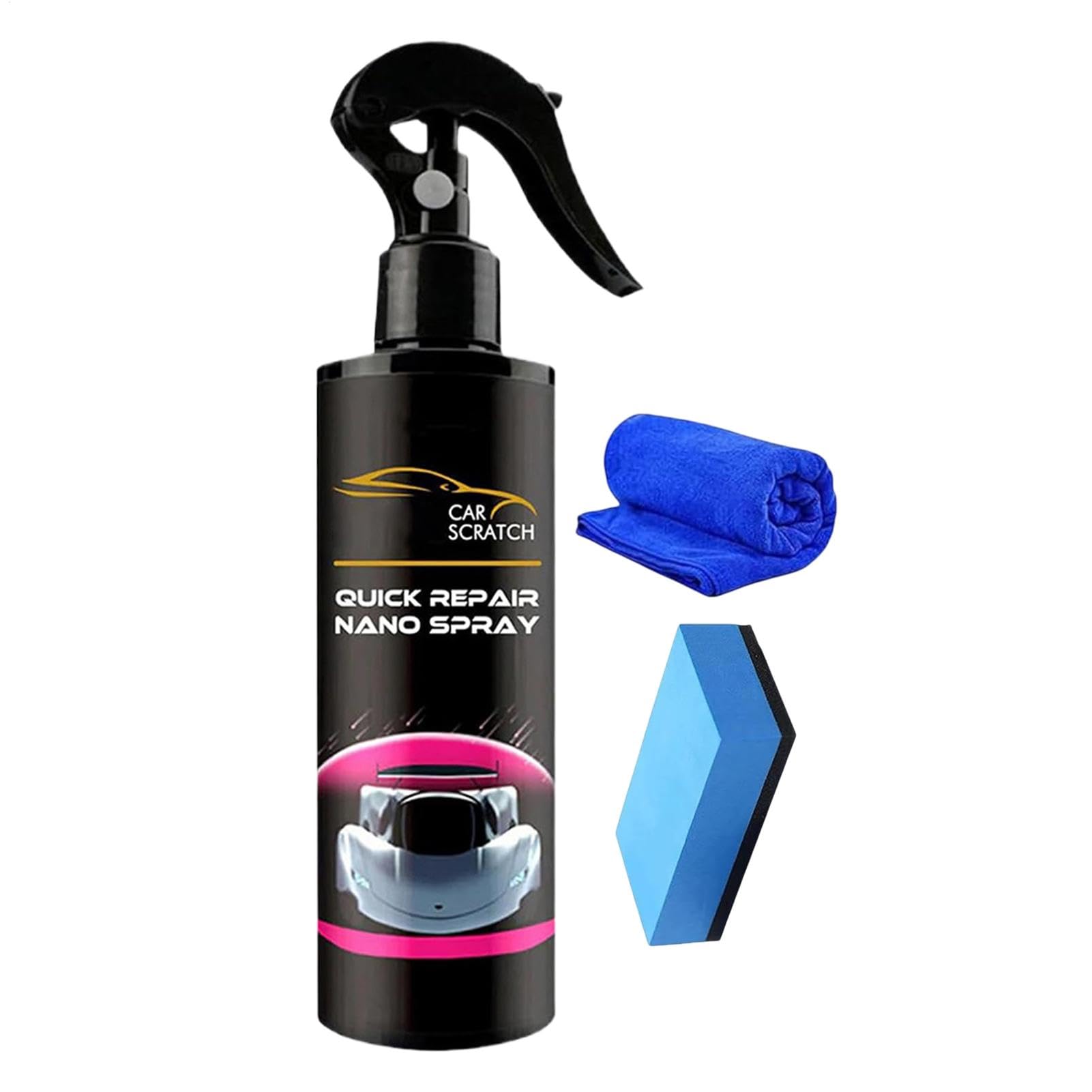 Nano Car Scratch Repair Spray - 120ml Scratch Remover for Vehicles | Car Paint Scratch Repair with Sponge and Towel | Instant Invisible Scratch Repair Polish for Cars