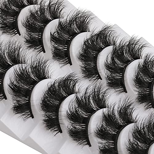 False Eyelashes 3D Faux Mink Lashes Pack Fluffy Thick Dramatic 18mm Fake Eyelashes Lightweight Reusable False Lashes 10 Pairs Pack by Wiwoseo