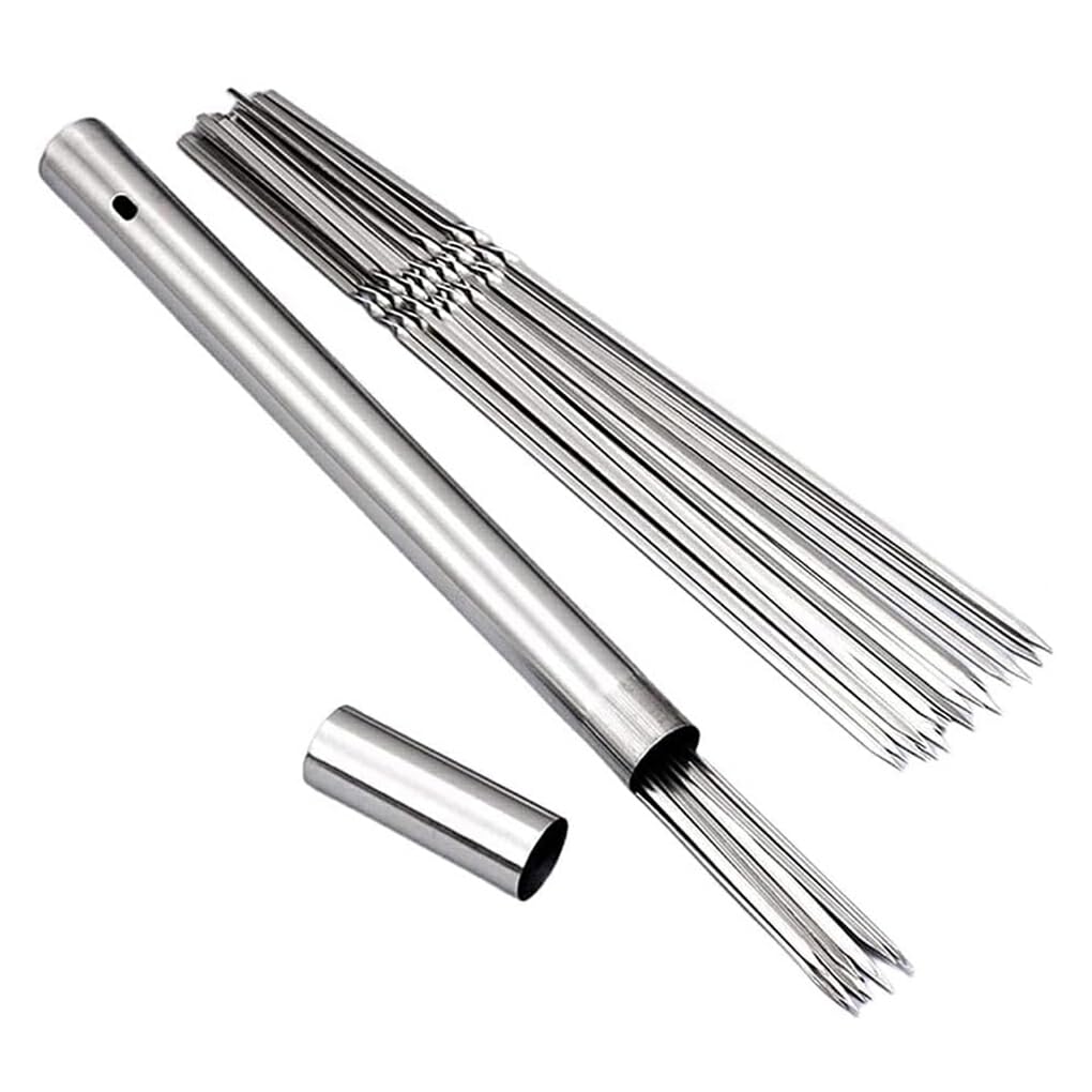 siduytin Stainless Steel BBQ Skewers Versatile Tool For Various Dishes Easy To Clean Skewers For Grill Kebab Rack Set Anywhere, Stick +10* stick