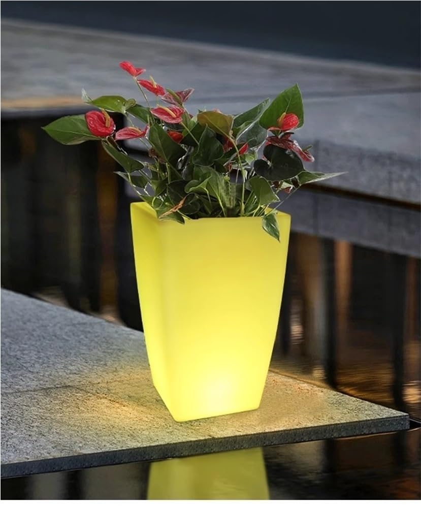 Doniczka solarna do użytku na zewnątrz, 16 kolorów LED, plastikowa doniczka na kwiaty, wielofunkcyjna lampa trawnikowa, odpowiednia na taras, trawnik (duża)