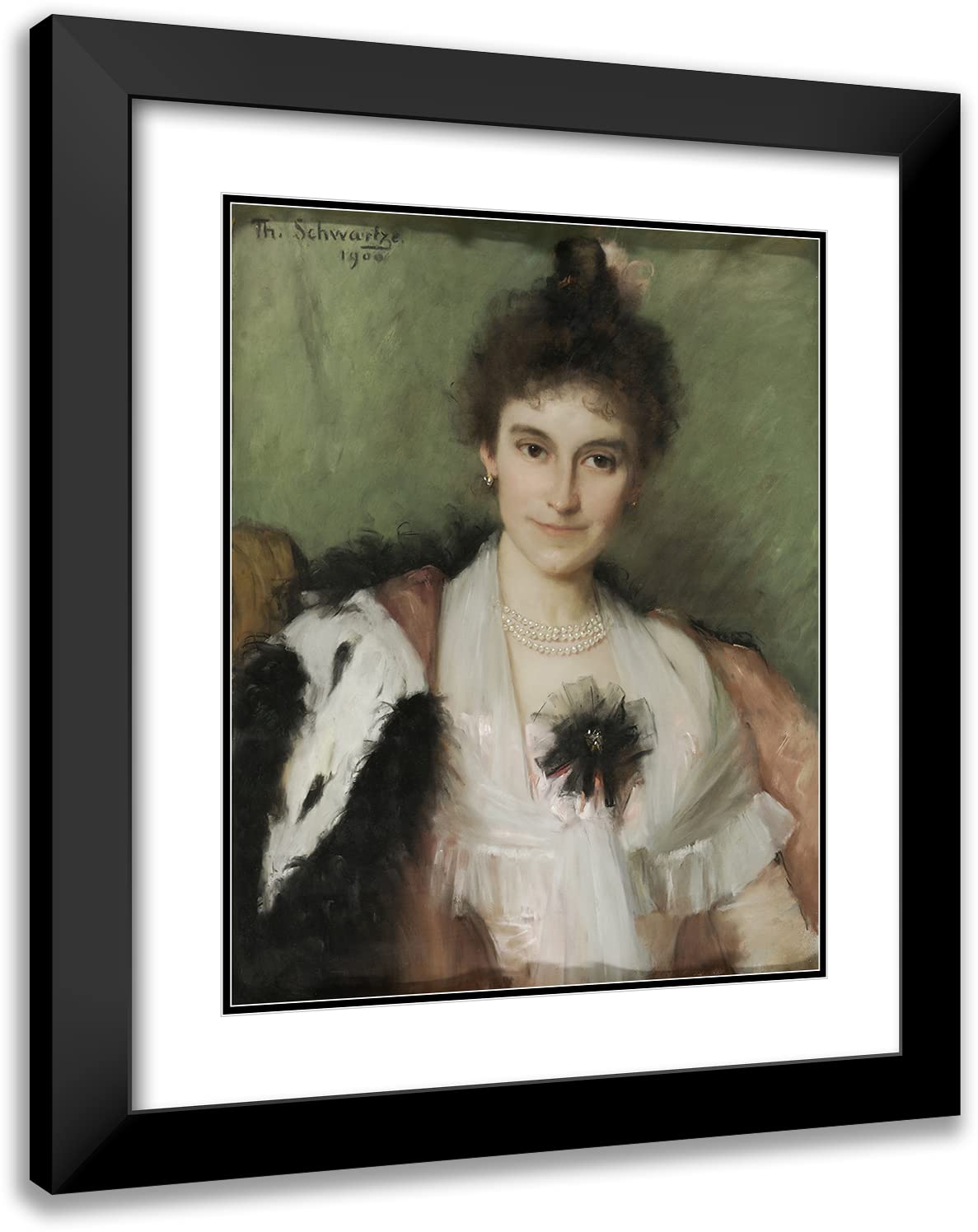 ArtDirectThérèse Schwartze 15x18 Black Modern Frame and Double Matted Museum Art Print Titled - Amelia Eliza Van Leeuwen (1862-1923) (1900)