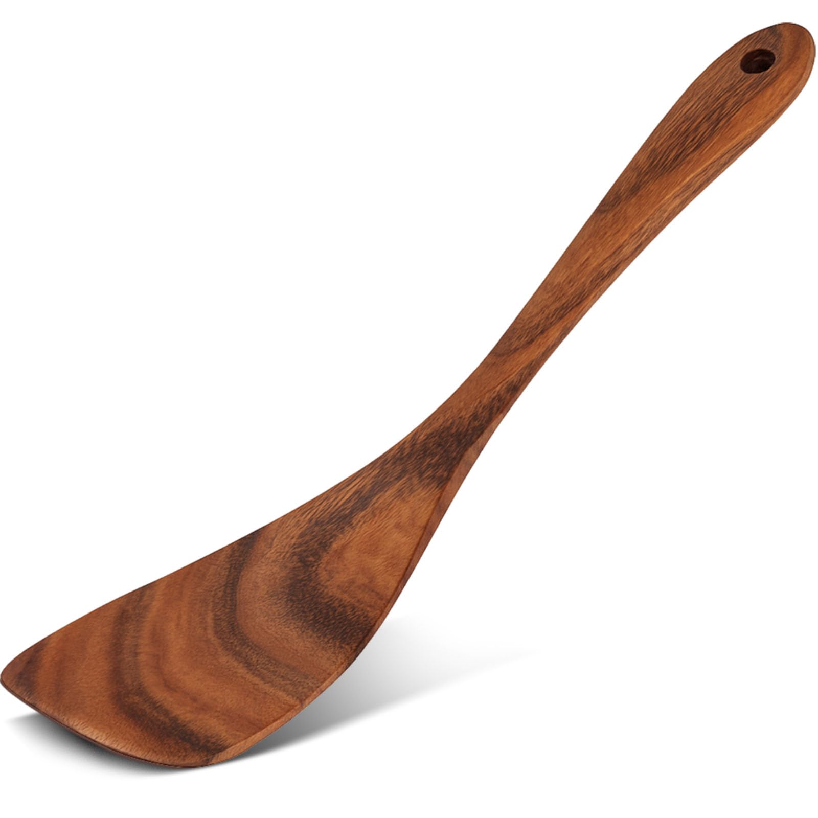 HANSGO Espátula de madera para cocinar, espátula de madera de 12 pulgadas, espátula plana para freír, utensilios de cocina de madera para cocina