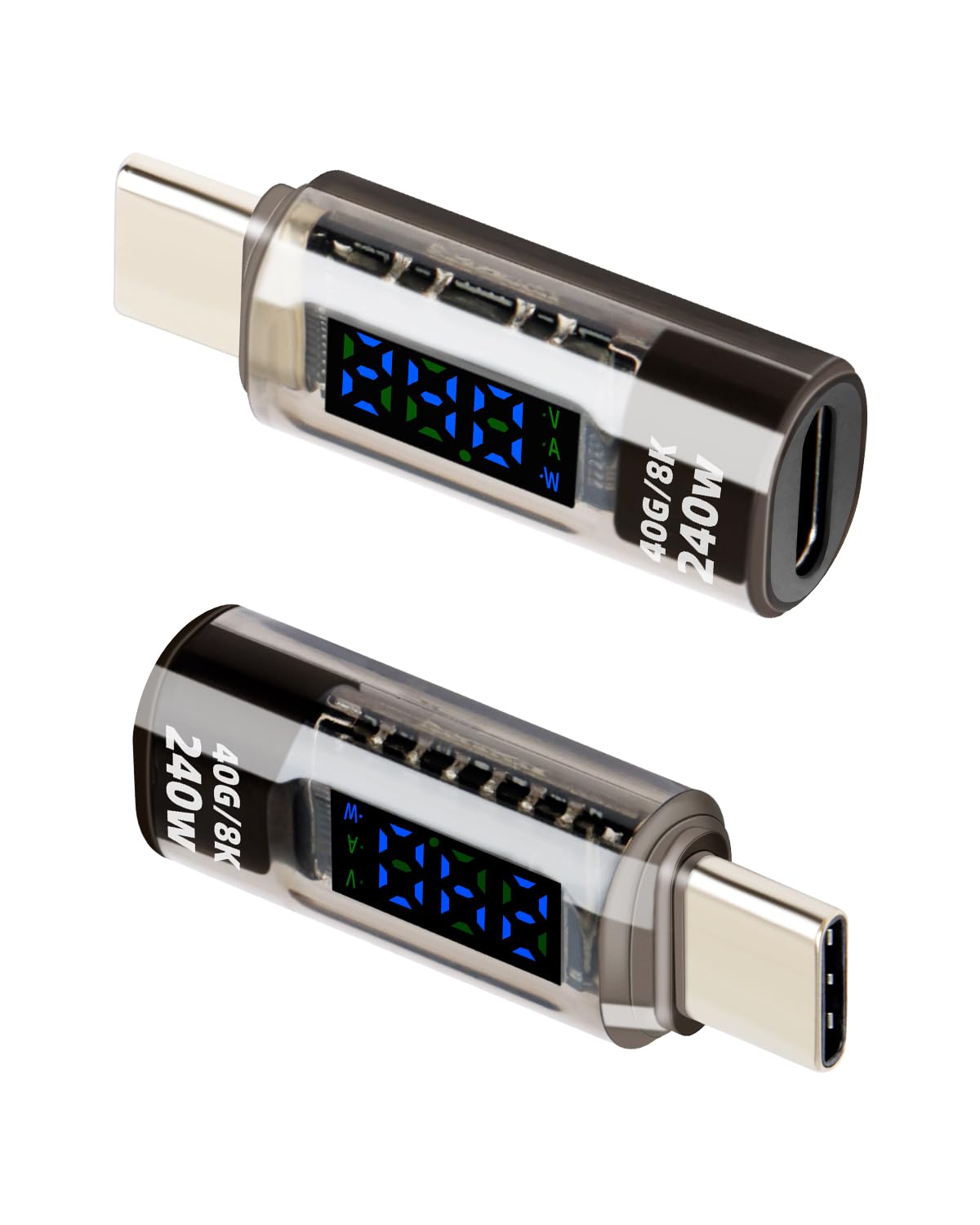 YANBORONSN USB C Male to USB C Female Adapter，240W TYPE C Converter,with LED Display,40 Gbps Data Transmission，Suitable for Laptops, Desktop Computers