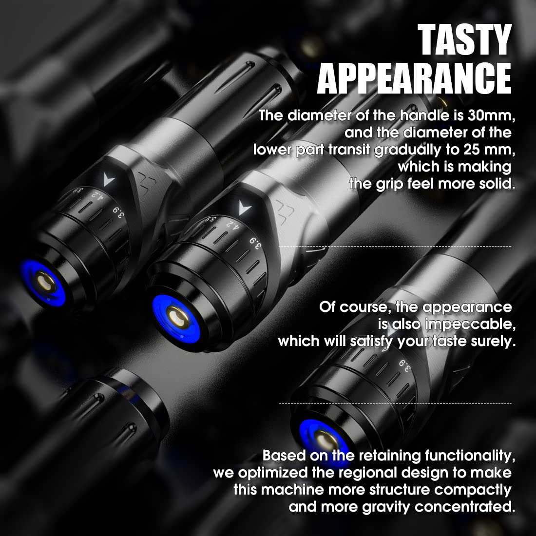 Dragonhawk Fold Tattoo Pen Machine 2.4mm-4.2mm 7 Strokes Length Professional Cartridges Gun Custom Motor for All Tattoo Styles Q850 (Black) 3