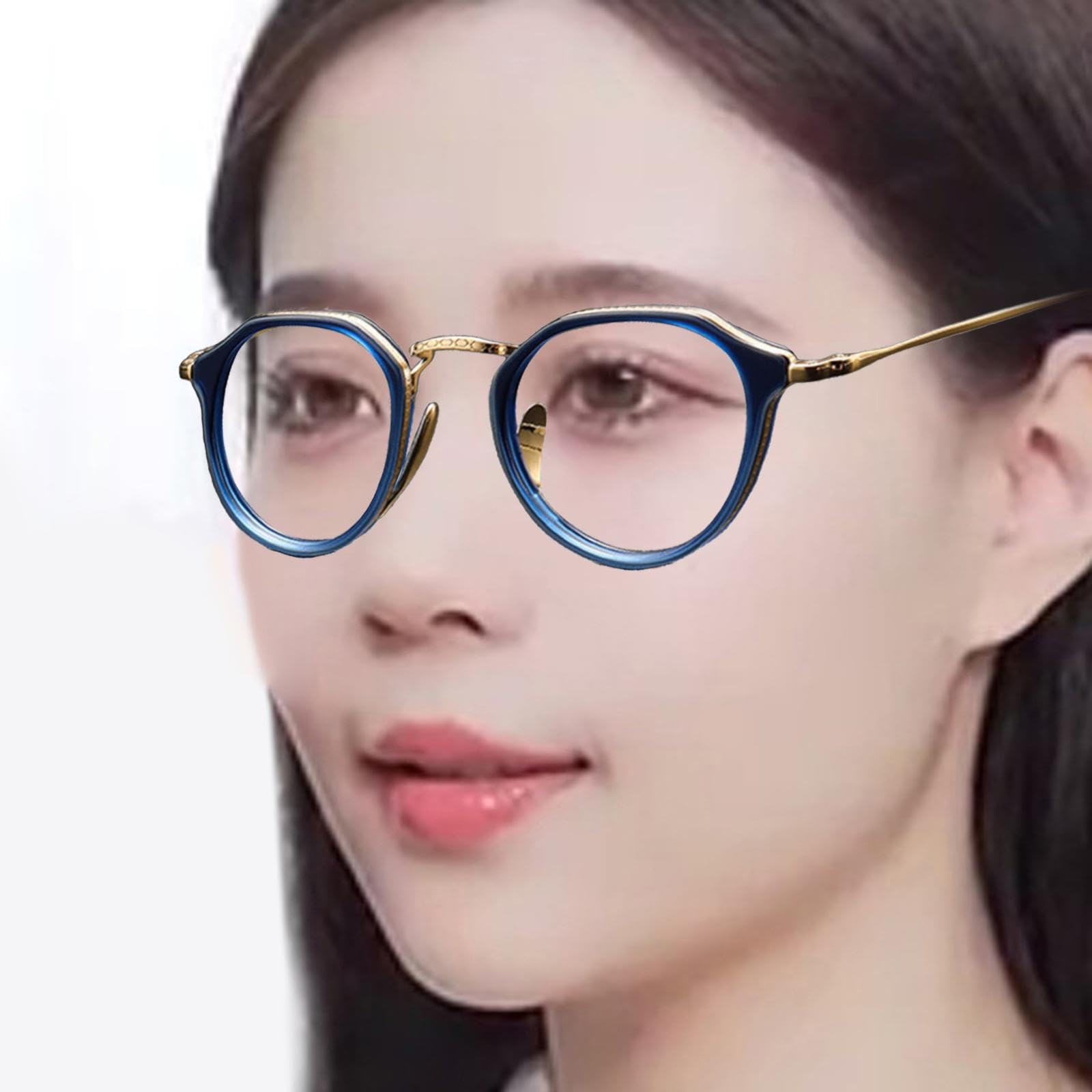 Lunettes Rétro Monture Pure Titane Monture de Vue Pleine Ronde Vintage Ultralégère à Porter Toute La Journée Convient à Homme Femme Étude Trav